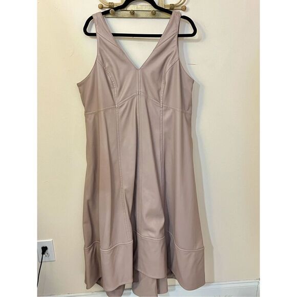 Anthropologie Maeve V Neck Vegan Leather Midi Dress 1X SEE DESCRIPTION - Picture 1 of 10